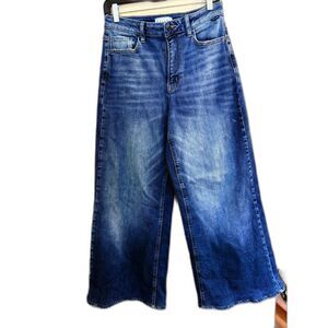 Cello High Rise Wide Leg Cropped Jeans - Light Wash - Size 7